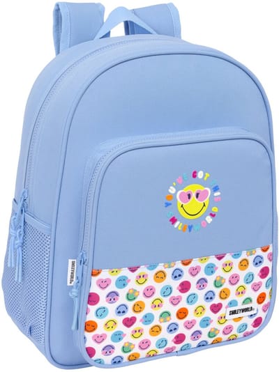 Schoolrugzak Smiley Joyful Blauw Multicolour 32 x 38 x 12 cm