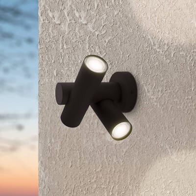 EGLO Fossignano Wandlamp Buiten - LED - 25.3 cm - Zwart/Helder - Kantelbaar