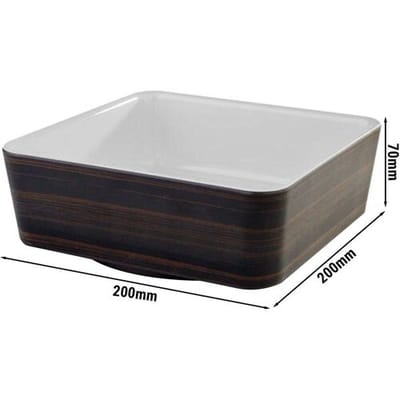 GGM Gastro (6 Stück) Schale - UNIVERSAL - Melamin - 1,5 Liter - eckig - Braun