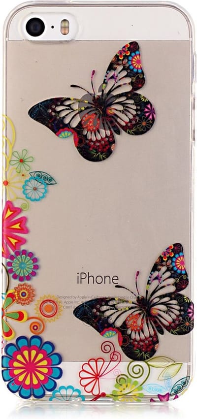 Peachy Doorzichtig Vlinder Bloemen TPU geschikt voor iPhone 5 5s SE 2016 hoesje - Kleurrijk