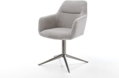 Eetkamerstoel Pejo-Flex kruispoot grafiet koord zilver grijs 360° draaibaar rocker-functie pocketveer kern