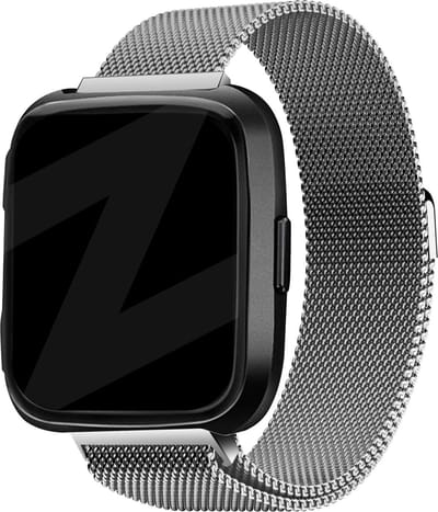 Bandz Milanese loop band geschikt voor Fitbit Versa / Versa 2 - Hoogwaardig gevlochten stalen materiaal smartwatchbandje - Milanees bandje met magneetsluiting - zilver gevlochten stalen bandje