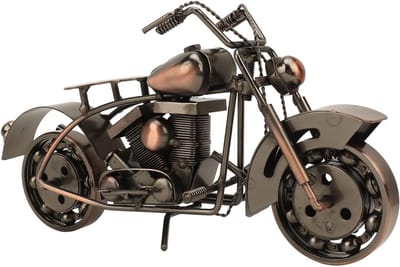 Retro Motor Model van Metaal - Vintage Handcrafted Motorfiets Sculptuur voor Verzamelaar en Desk Decoratie