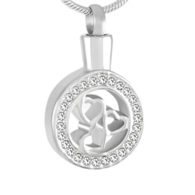 Aramat Jewels | Gedenkhangers | Ronde ashanger met 3 hartjes & kristalrand | | | |20mm | Staal | Volwassenen | Verkleurd niet