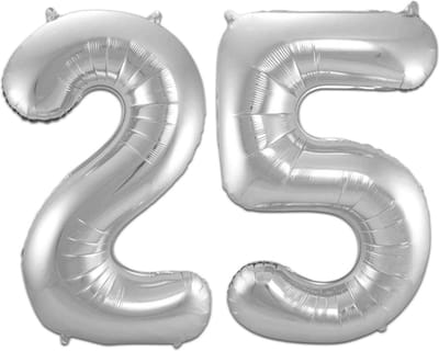 Cijfer Ballonnen Ballon Cijfer 25 Verjaardag Versiering Feest Helium Ballonnen Cijferballon Folieballon Zilver Xl Formaat