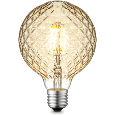 Edison Vintage LED filament lichtbron Globe - Amber - G95 Deco - Retro LED lamp - 9.5/9.5/13.5cm - geschikt voor E27 fitting - Dimbaar - 4W 400lm 2700K - warm wit licht