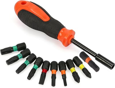Veelzijdige 10-in-1 Ratchet Schroevendraaier met Hoge Hardheid voor Reparaties en Dagelijks Gebruik - Inclusief PH, SL en T-Types