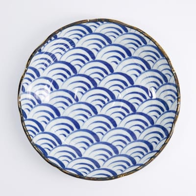 Tokyo Design Studio - Natsu Nami Bord - Blauw/Wit - 22 x 4 cm