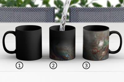 Magische Mok - Foto op Warmte Mokken - Koffiemok - Pauw - Pauwenveren - Vogel - Jungle - Bloemen - Magic Mok - Beker - 350 ML - Theemok