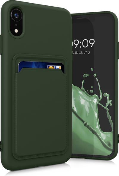 kwmobile telefoonhoesje geschikt voor Apple iPhone XR - Hoesje met pasjeshouder - TPU case in donkergroen