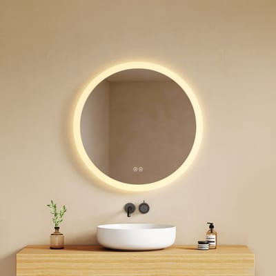 EMKE Badkamerspiegel - Anti Condens - 3 Lichtkleuren & Dimbaar - 60CM - Douche Spiegel - Energiezuinig