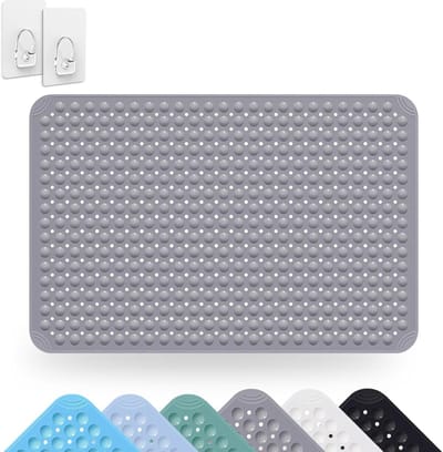 Douchemat Antislip 80 x 120 cm - Antislipmat met Zuignappen - PVC Massagemat - Inclusief 2 Haken - Machinewasbaar - Langdurig Gebruik - Badmat