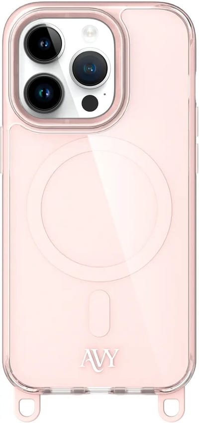 AVY Hoesje geschikt voor Apple iPhone 13 Pro | Compatibel met MagSafe | Back Cover | Haakjes voor koord | Roze