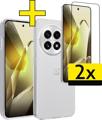 Hoesje - Met 2x Screenprotector - Geschikt voor OnePlus 13 - Sterk & Shockproof - Back Cover - Siliconen Case - Telefoon Hoes - Telefoonhoesjes - Transparant