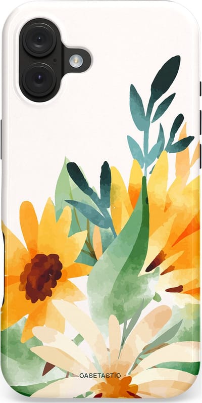 Casetastic hoesje geschikt voor Apple iPhone 16 Plus - MagSafe - Dubbellaagse bescherming - Zomergloed - Fashion Case - Wit Crème Saliegroen Goud