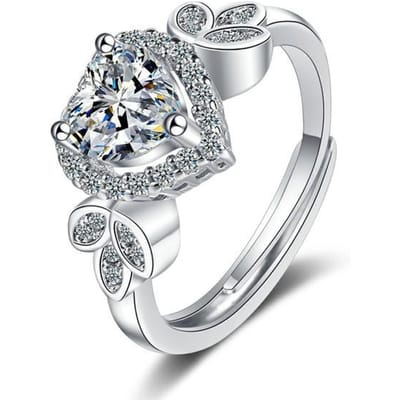 Echte 925 Sterling Zilveren Hart Diamanten Ring Voor Vrouwelijke Mode Zilver 925 Sieraden Anillos De Trouwring Box Diamanten Sieraden Resizable white