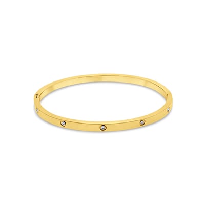 CO88 Collection 8CB-91378 – Armband Dames – 10 Zirkonia – Goudkleurig – 4 mm – Cadeau voor Vrouwen