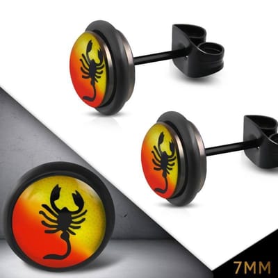 Aramat Jewels | Oorbellen | Stoere Schorpioen Oorbellen - Ronde Oorstekers | | | | | | Kinderen, Volwassenen | Verkleurd niet