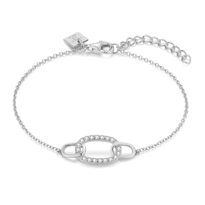 Twice As Nice Armband in zilver, ovaal, zirkonia 16cm+3cm