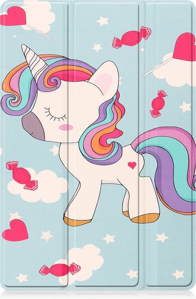 Hoesje - Geschikt voor Samsung Galaxy Tab S8 Plus - Dun & Stevig - Trifold Bookcase - Hard Cover - Hardcover Book Case - Tablet Hoes - Eenhoorn