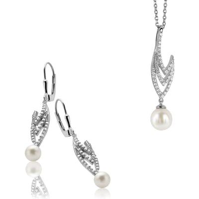Orphelia Dames 925 Zilveren Set: Ketting-Hanger + Oorbellen - Zilver SET-5173