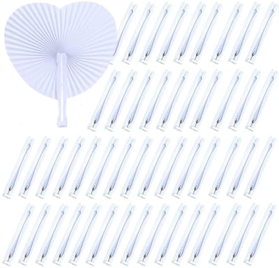 Dailygoods - Hand Fans - Feestdecoratie - 60 Stuks - Witte Opvouwbare Papieren Ventilatoren - Perfect voor Bruiloft en Feest - Geschikt voor Jong en O