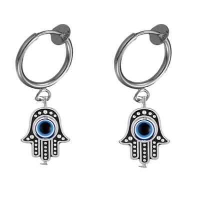 Klem oorbellen- Fatima- blauw-geen gaatje-Charme Bijoux