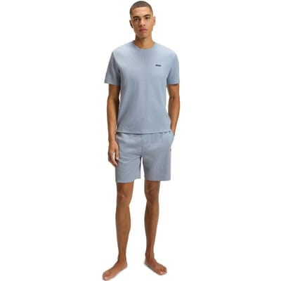 Boss Wafelpyjama-top voor heren (Blauw)