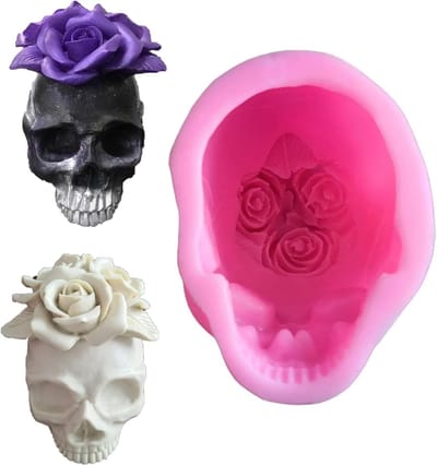 Handgemaakte siliconen gietvorm voor rozen, schedels en bloemen - ideaal voor kaarsen, hars en epoxyhars ambachten