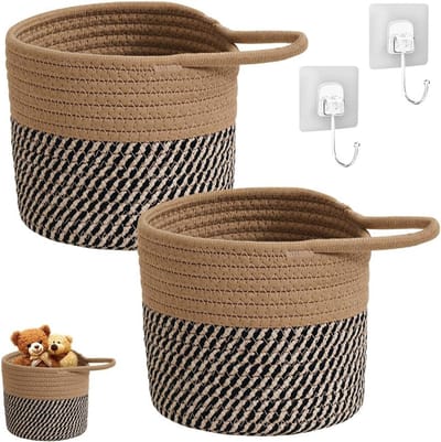 Hangende Mand van Katoen, Set van 2 Wandmanden, Ideaal voor Opberging in Badkamer, Woonkamer en Kinderkamer, Met Handvatten voor Gemakkelijk Gebruik