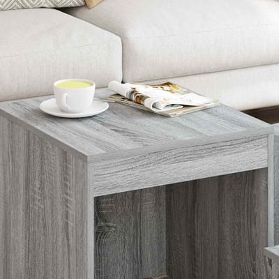 vidaXL - 3-delige - Tafeltjesset - bewerkt - hout - grijs - sonoma - eikenkleurig