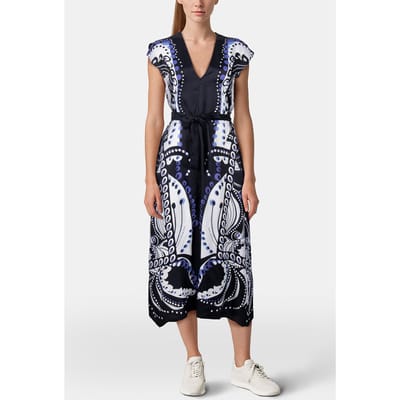 Reiss Scarf Print Midi Dress Maat: 10 | Midi Jurken Outlet | Dames | Blauw