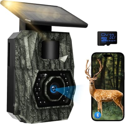 Wildcamera Solar - Outdoor Camera - Dieren Bewaken - 0.1s Trigger Nachtzicht - 48 MP 1296P - Groen
