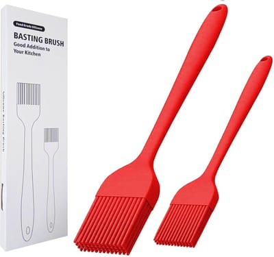 Thijox - Siliconen Bestrijkborstel 2 Stuks - Banketbakkersborstels voor Olie, BBQ, Grill, Sauzen Bakken Koken, Vaatwasserbestendig, Rood