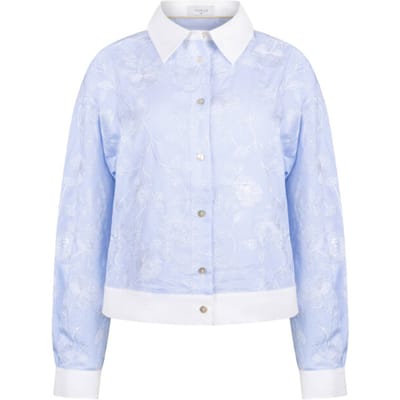 NUKUS Meave Blouse Embroidery Dames - Jurken - Lichtblauw - Maat M