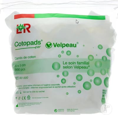 Cotopads - Pluisvrije katoen Pads - 5 x 5 cm - 500 stuks - 100 % katoen - Pedicure - Manicure - Schoonheidsspecialist
