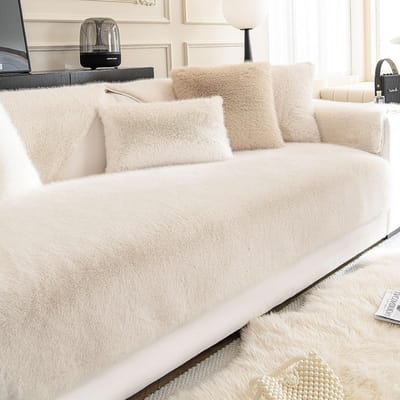 Zachte Velours Bankhoes voor 1, 2, 3 of 4-zitsbank, Antislip Bescherming tegen Huisdieren en Vlekken (Beige, 28 x 62 inch)