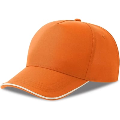 Atlantis Headwear Recy Five Piping Cap AT129 - ORANGE/WHITE - One size