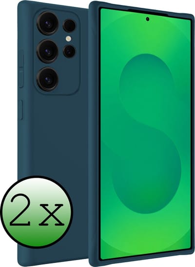 Hoesje 2 Stuks - Geschikt voor Samsung Galaxy S25 Ultra - Sterk & Shockproof - Case Siliconen - Back Cover - Telefoon Hoes - Donkerblauw