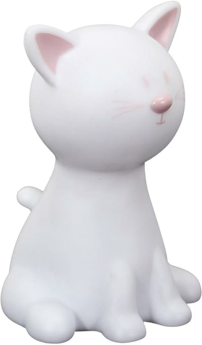 Home Deco Kids Nachtlampje Led - kat/poes - RGB kleuren - wit - 19 cm - kinderkamer