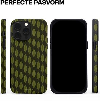 Casetastic hoesje geschikt voor Apple iPhone 14 Pro Max - MagSafe - Dubbellaagse bescherming - Donkergroene Bladerendek - Fashion Case - Zwart Donkergroen
