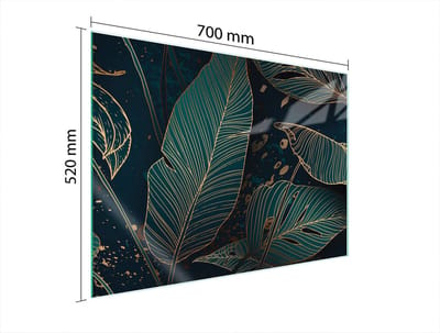 TMK ArtDeko - Glas Beschermplaat - 70x52cm - Bladmotief - Hittebestendig