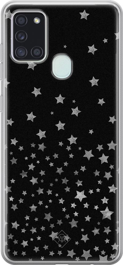 Casimoda® hoesje - Geschikt voor Samsung A21s - Falling Stars - Backcover - Siliconen/TPU - Bruin/beige