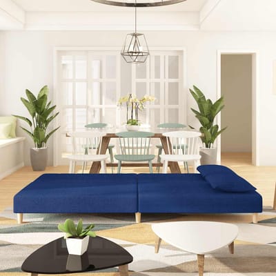 vidaXL - Slaapbank - 2-zits - met - 2 - kussens - stof - blauw