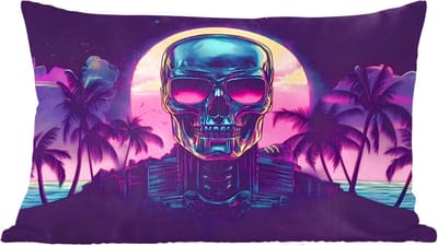 Sierkussens - Kussentjes Woonkamer - 60x40 cm - Palmbomen - Hoofd - Metallic - Zonsondergang