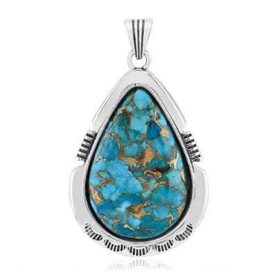 Cavill - Zilveren hanger - 925 sterling zilver - Blauwe Mohave koper turkoois 22,23 ct - Druppelvormige cabochon - Ambachtelijk design