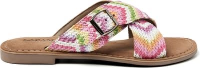 Lazamani Mia Raffia Dames Slippers Pink Maat 37