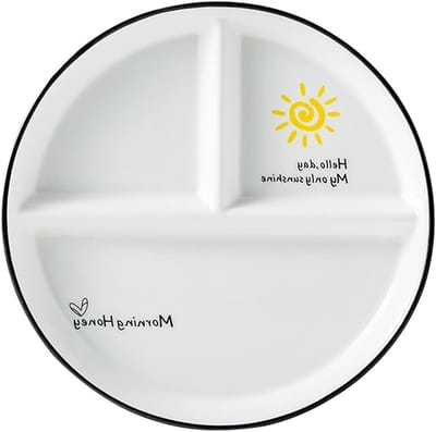 Elegante Porselein Serveerplaten met 3 Compartimenten voor Salades en Desserts - Diameter 23 cm, Ideaal voor Portiecontrole en Gezond Eten