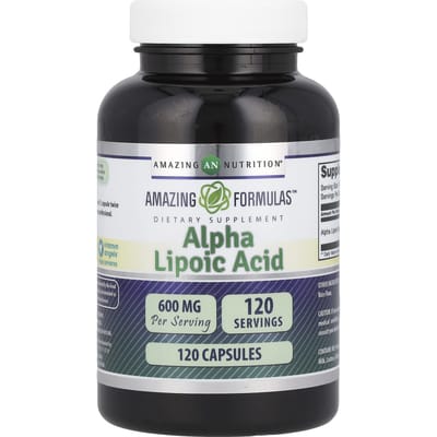 Amazing Nutrition, acide alpha-lipoïque, 600 mg, 120 gélules black