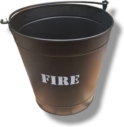 Emmer- metaal- decoratief- zwart- vuurbestedig tot 300°C - Ø 29 x H29 cm - tekst ''fire''- 1 stuk